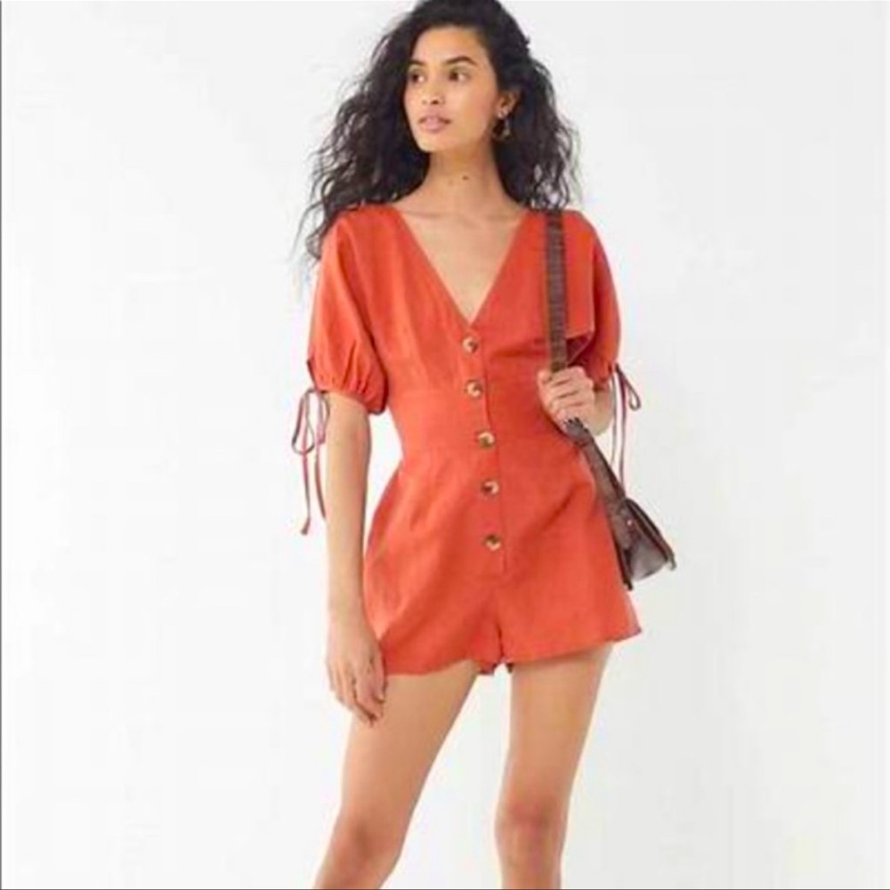 URBAN OUTFITTERS  Linen Lily Button Romper